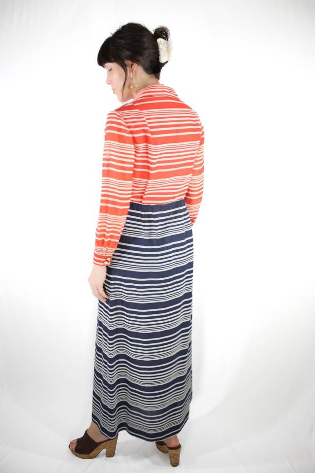 1960s Red White & Blue Striped Maxi Dress Selected By Moons + Junes Vintage #2