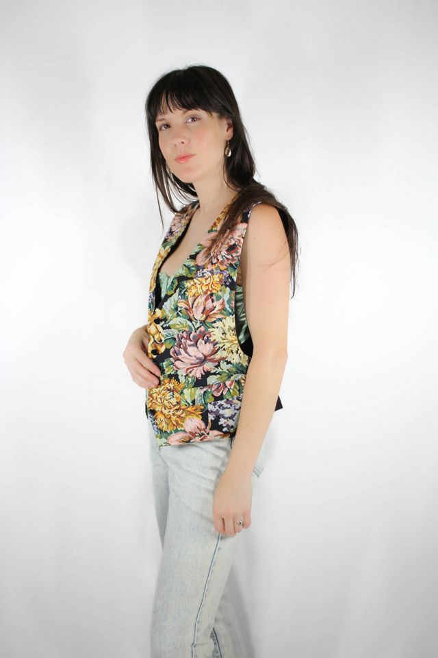1980s Floral Print Tapestry Vest Selected By Moons + Junes Vintage #1