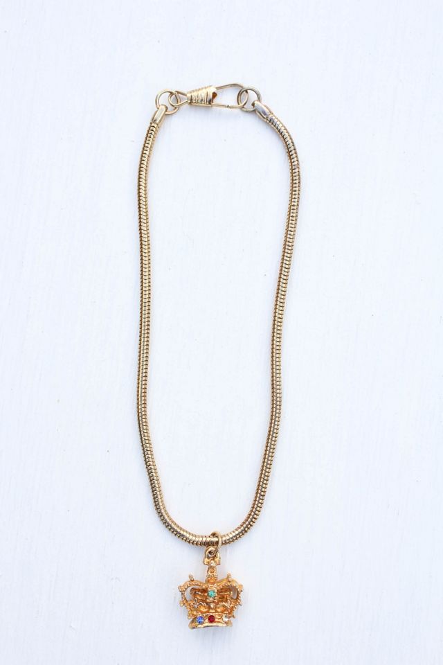 Vintage Queen Gold Rhinestone Crown Choker Necklace Selected By Moons + Junes Vintage #2