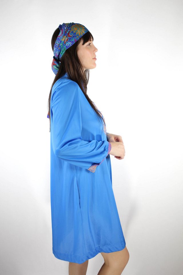 1970s Blue Kaleidoscope Kaftan Midi Dress Selected By Moons + Junes Vintage #3