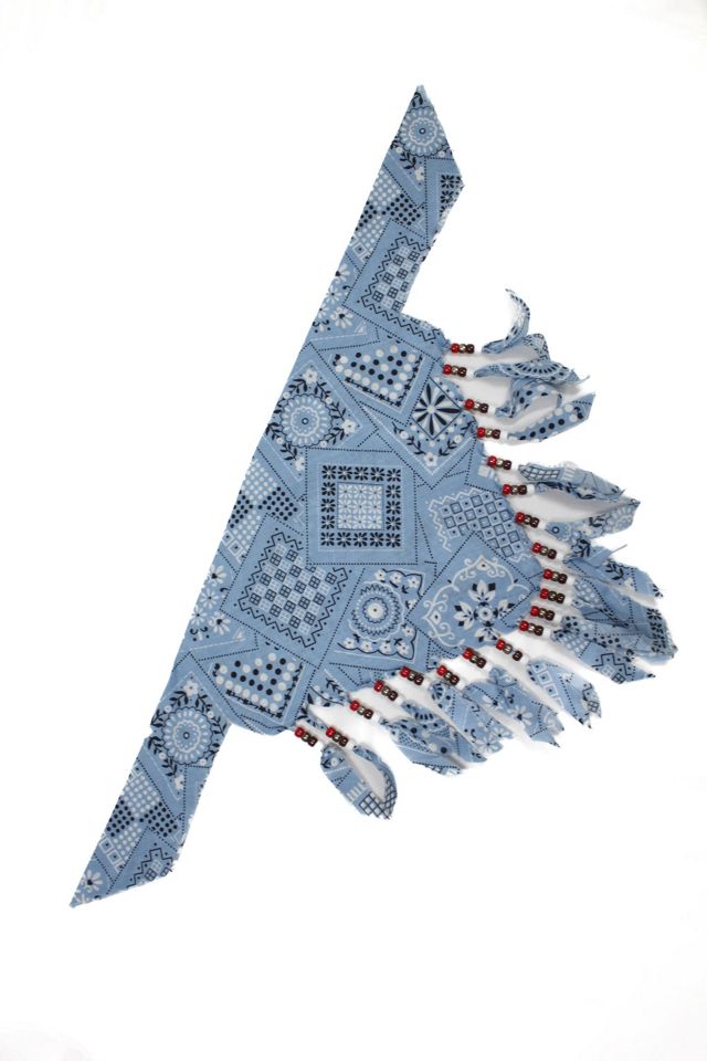 1980s Western Fringe Beaded Bandana Scarf Selected By Moons + Junes Vintage #1
