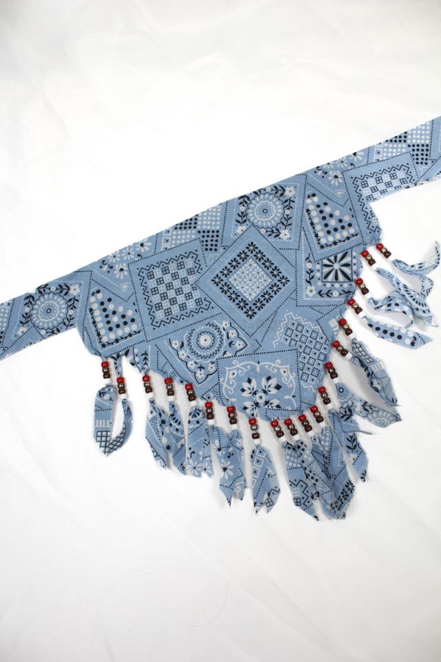 1980s Western Fringe Beaded Bandana Scarf Selected By Moons + Junes Vintage #2
