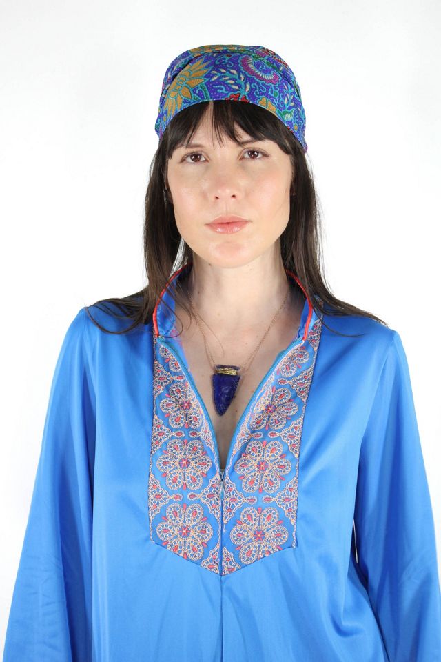 Vintage Upcycled Blue Glass Arrow Necklace Selected By Moons + Junes Vintage #1