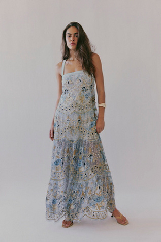 Robe longue Goldie par Free People en Porcelain Combo, pour femme