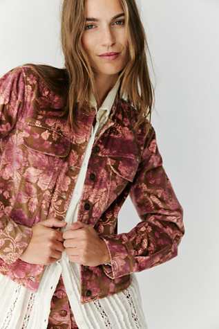 Jocelyn Velvet Printed Jacket at Free People in Tobacco Combo, Size: Large