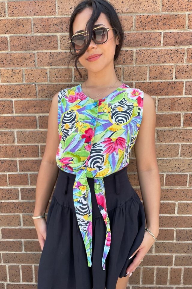 Vintage 1990's Tropical Crop Top Selected by FernMercantile #2