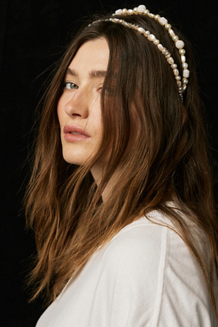 Sadie Pearl Headband by Curried Myrrh at Free People in White