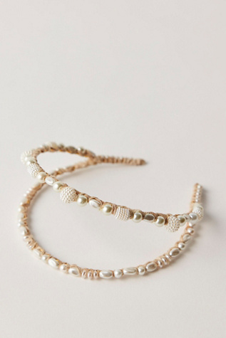 Sadie Pearl Headband by Curried Myrrh at Free People in Ivory