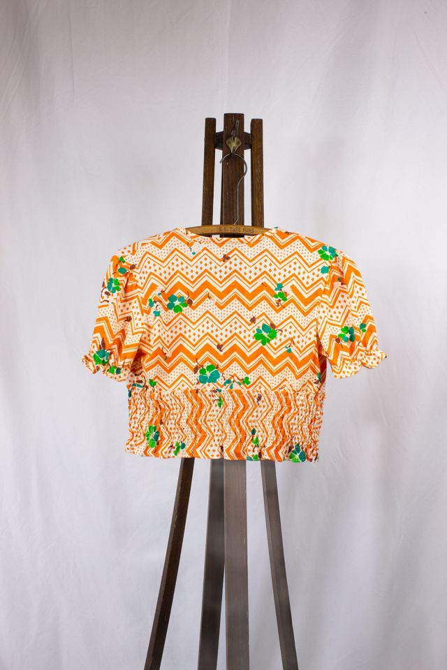 Vintage 1970s Floral Chevron Blouse Selected by Black Shag Vintage #3