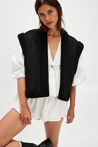 Marianna Vegan Suede Vest Jacket At Free People In Black