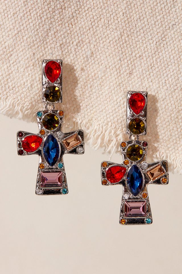 Magdelena Cross Charm Dangle Earrings #1