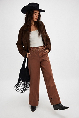 We The Free Sloane Belted Pants At Free People In Otter, Size: XS