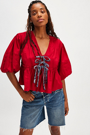 Tricia Fix Bandana Tied Up Top at Free People in Red/Navy Combo, Size: XS