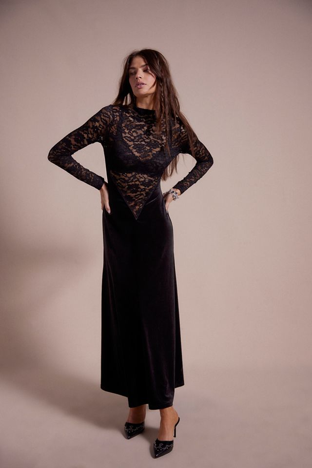 Popular Ronny Kobo Dress Velvet Long Sleeve Maxi Dress Size S