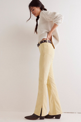 We The Free Level Up Slit Cord Jeans At Free People In French Vanilla, Size: 31