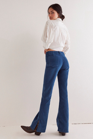 We The Free Level Up Slit Cord Jeans At Free People In Majolica Blue, Size: 31