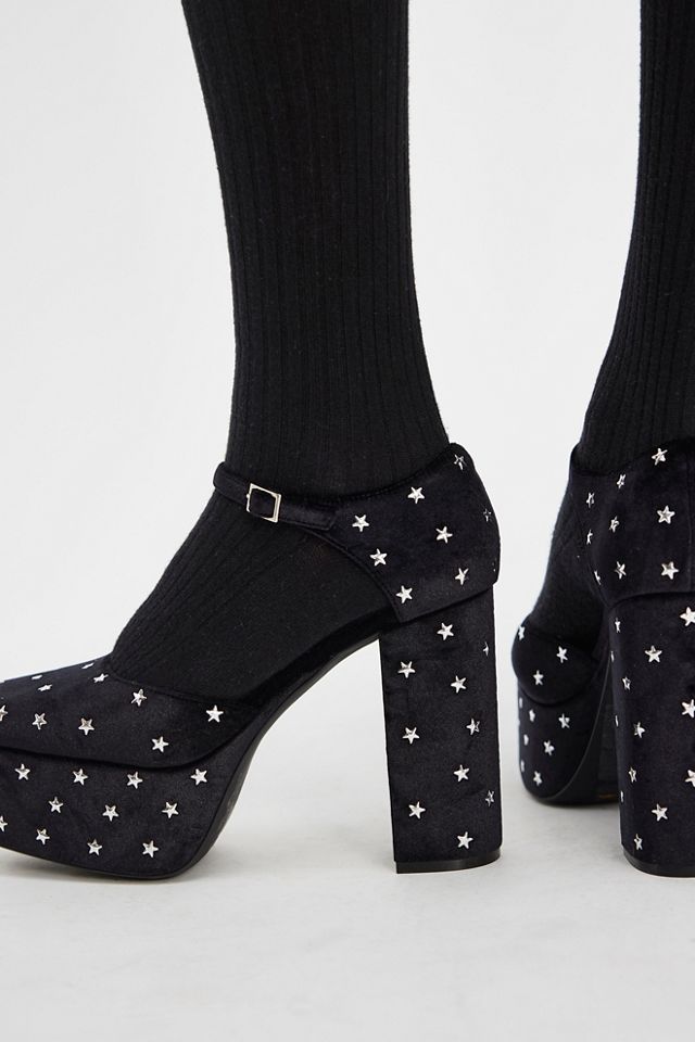 Stardust Velvet Platform Heels #4