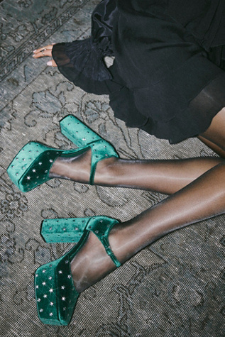 Stardust Velvet Platform Heels