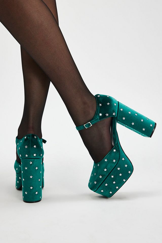 Stardust Velvet Platform Heels #3