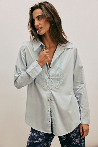 We The Free Saturday Night Shirt At Free People In Sky Ride Blue, Size: XS