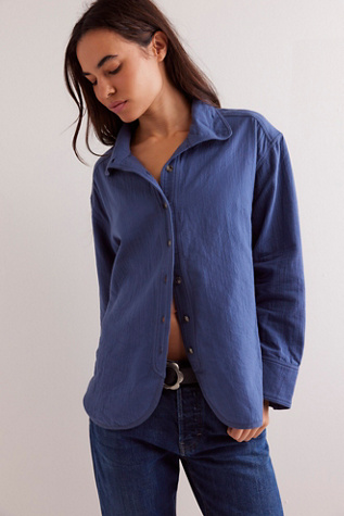 We The Free Buddy Double Cloth Shirt at Free People in Vintage Indigo, Size: XS