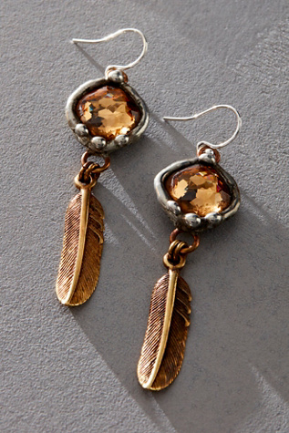 Mikal Winn Brass Feather Earrings