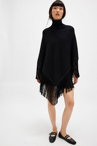 River Walk Poncho Jacket by Understated Leather at Free People in Black, Size: XS/S