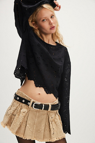 Emma Eyelet Top at Free People in Black, Size: XS