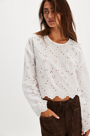 Emma Eyelet Top at Free People in Optic White, Size: XL