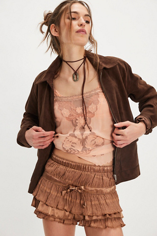 Camille Ruffle Shorts by Free People in Tan, Size: M