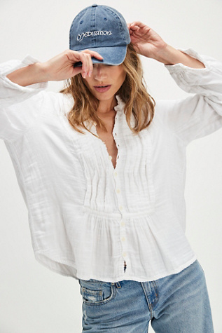 CP Shades Claudine Tuck Top at Free People in Optic White, Size: Small