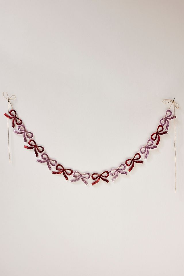 Meri Meri Red & Pink Glitter Bow Garland #1