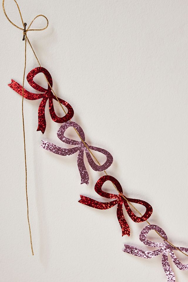 Meri Meri Red & Pink Glitter Bow Garland #2