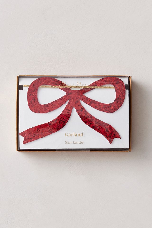 Meri Meri Red & Pink Glitter Bow Garland #3