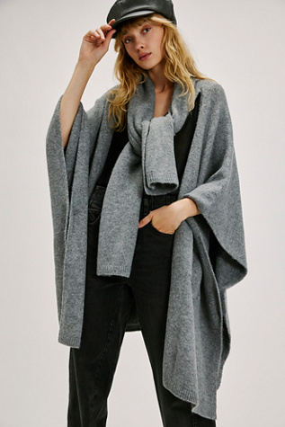 Ellie Scarf Wrap Kimono at Free People in Charcoal