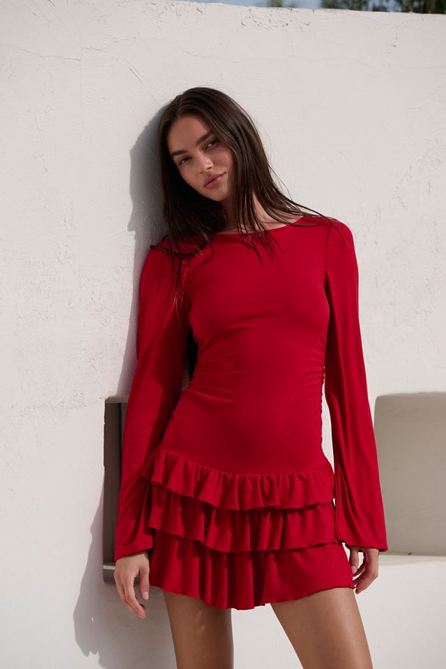 Good Feels Ruffle Long-Sleeve Mini
