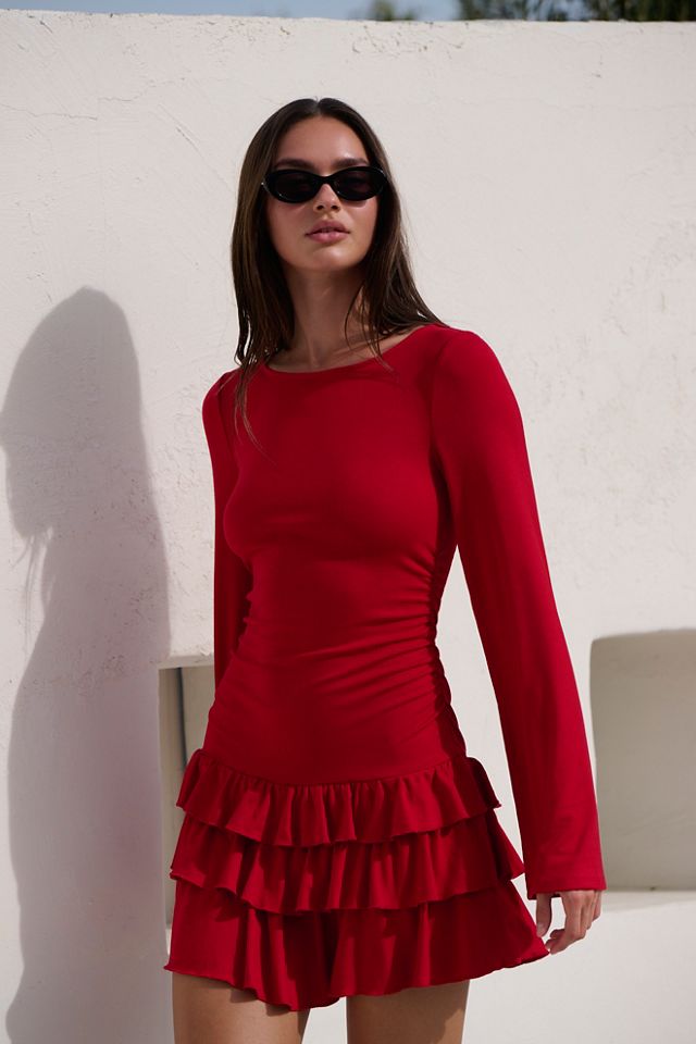 Good Feels Ruffle Long-Sleeve Mini