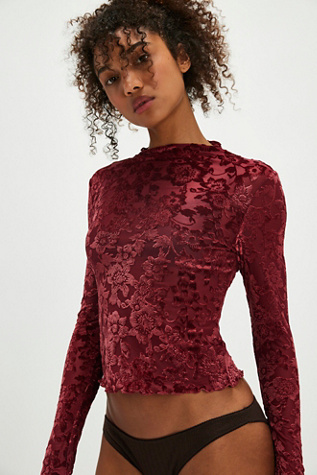 Late Night Layering Top At Free People In Cabernet Combo, Size: XS