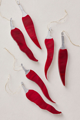 Chili Pepper Ornament Set by Suzanne Oddy Design at Free People in Red