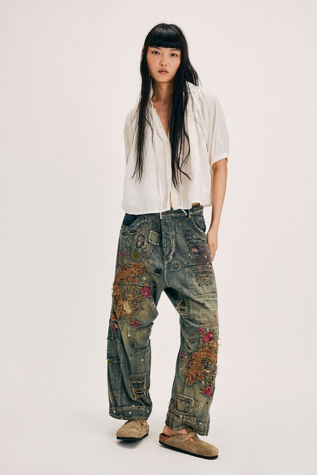 Magnolia Pearl Wide-Leg Patch Jeans