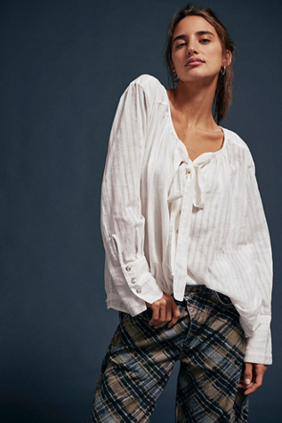 We The Free Big Bow Pullover at Free People in Clean Ivory, Size: Large