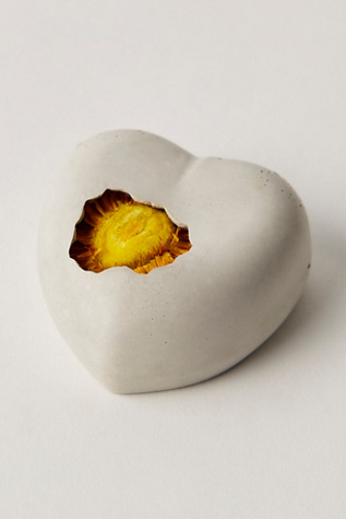 Dried Flower Concrete Heart by Sea + Green at Free People in Orange