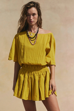 Sutton Mini Dress by free-est at Free People in Yellow Jasmine, Size: XS