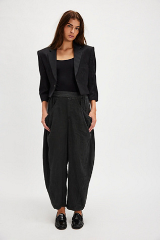 High Road Solid Pull-On Barrel Trousers At Free People In Black, Size: Small