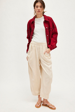 High Road Solid Pull-On Barrel Trousers At Free People In Birch, Size: Large