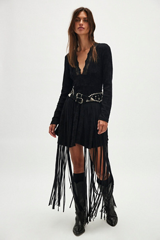 Paris Texas Maxi Skirt Belt by Understated Leather at Free People in Black, Size: Small