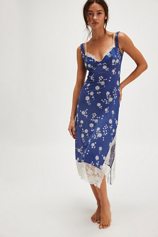 Party Crasher Midi Slip by Intimately at Free People in Navy Combo, Size: Small