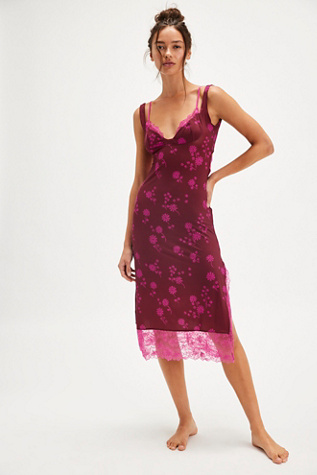 Party Crasher Midi Slip by Intimately at Free People in Plum Combo, Size: XL