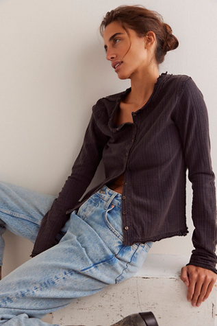 Женские кардиганы We The Free Penny Pointelle Cardi, цвет: Чёрный — фото 3