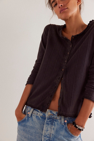 We The Free Penny Pointelle Cardi At Free People In Black, Size: XS